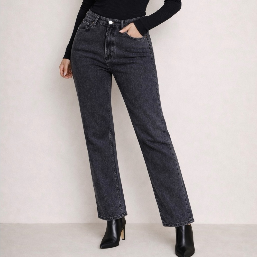 Madewell Washed Black High-Rise Straight Leg Jeans